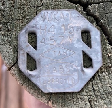 Figure 4 bottom right: Metal markers on treated pole ends
