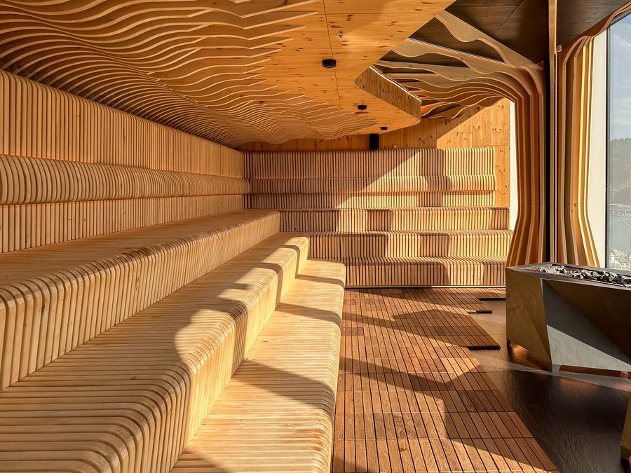 Curved timber interior